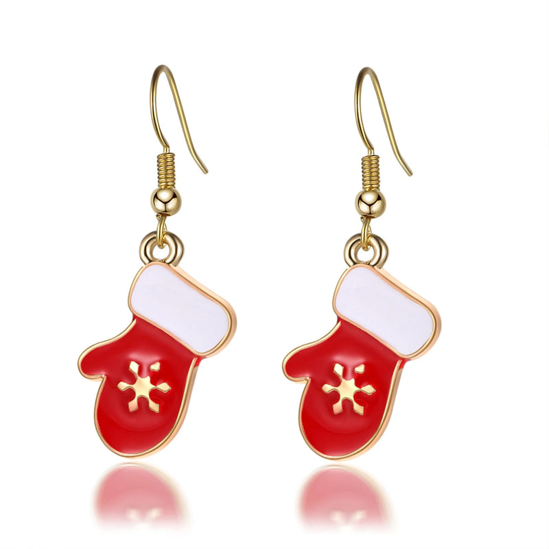 Christmas Tree Santa Claus Deer Bell Drop Earrings for Women Girls