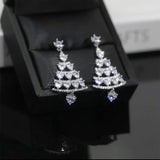 Christmas Tree Zircon Earrings Sparkling Long Earrings