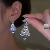 Christmas Tree Zircon Earrings Sparkling Long Earrings