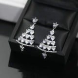 Christmas Tree Zircon Earrings Sparkling Long Earrings