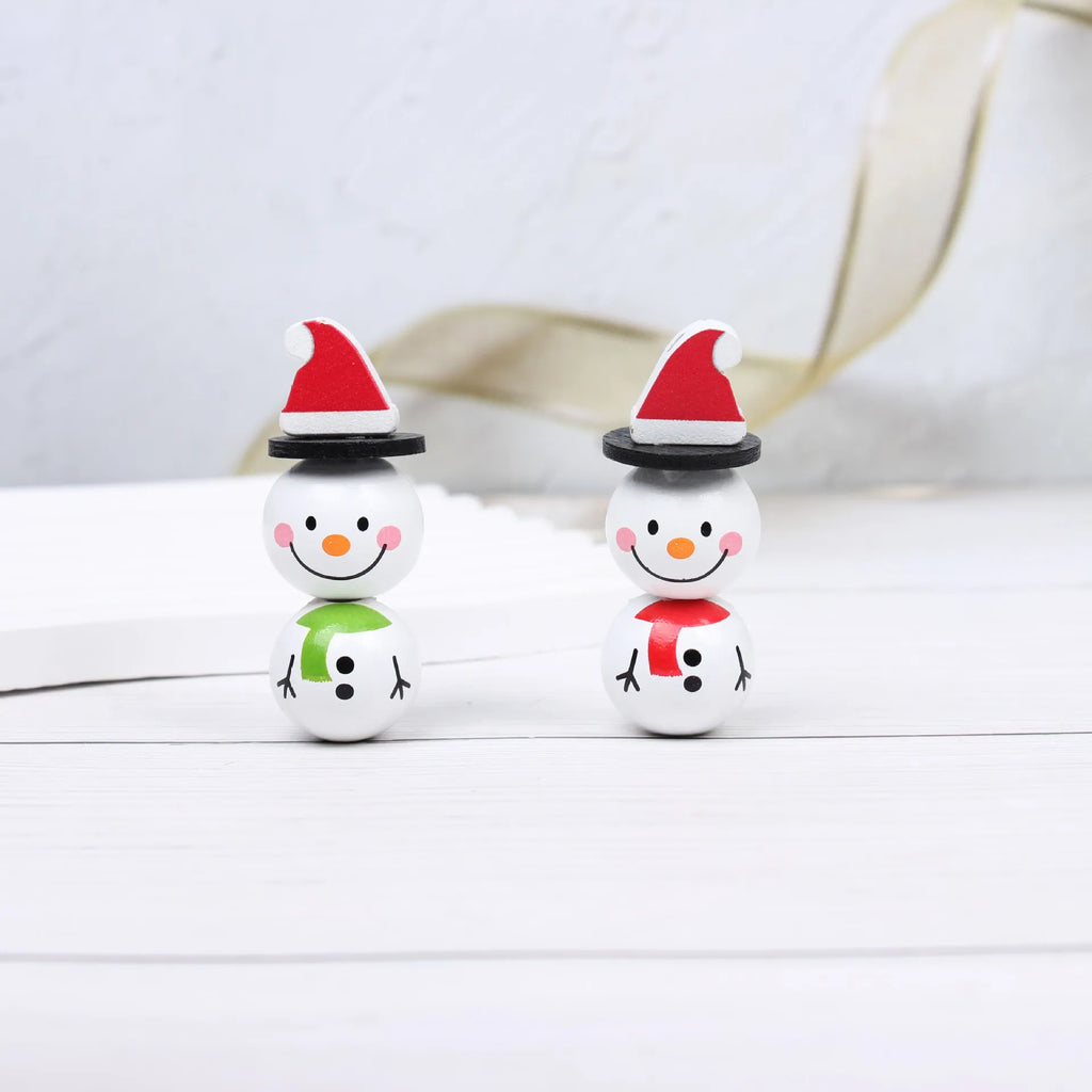 Christmas Snowman Wood Beads Decoration Crafts Kids Toys