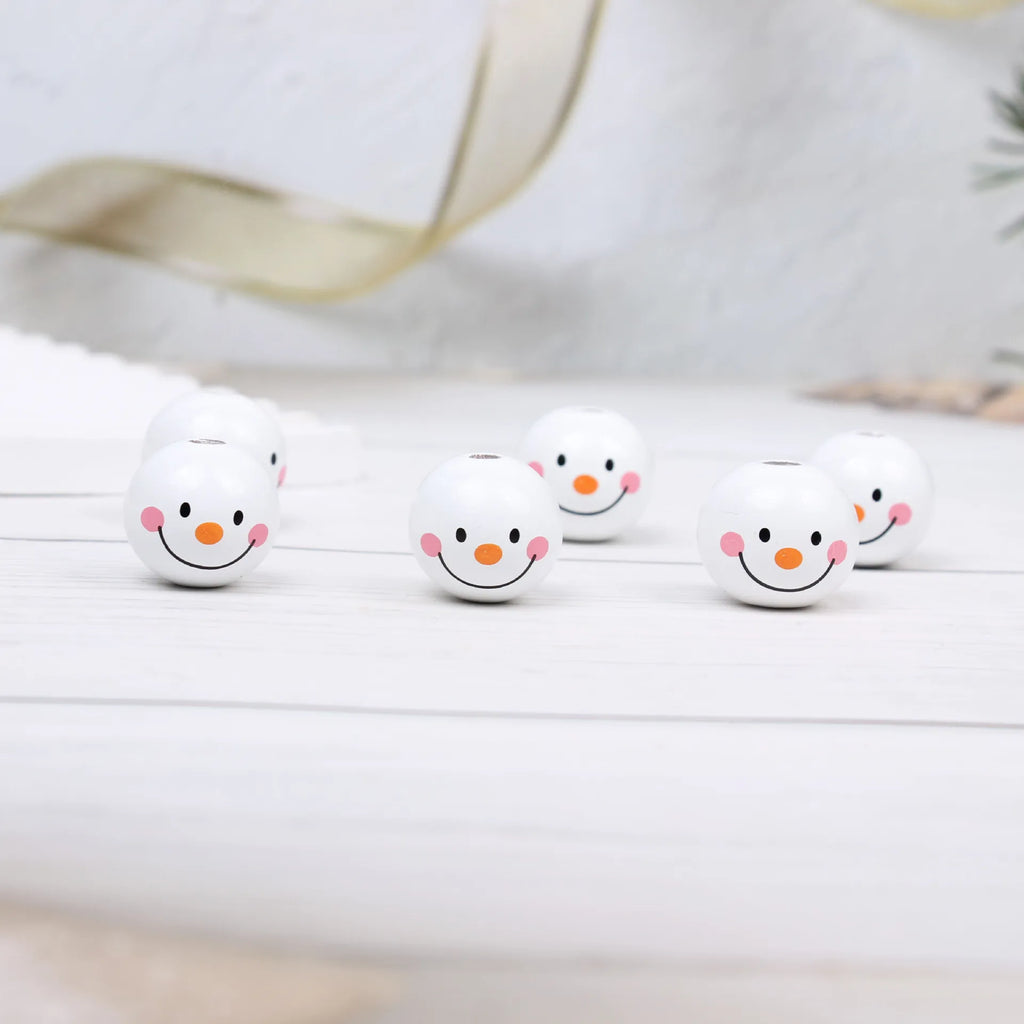 Christmas Snowman Wood Beads Decoration Crafts Kids Toys