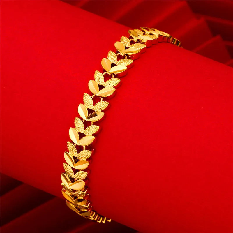 24K Ladies Plated Heart Sand Watch Chain