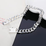 925 Silver Bracelet 10mm 8 Inch Cuban Chain Bangle