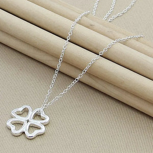 925 Silver Four-Leaf Clover Necklace Pendant