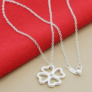 925 Silver Four-Leaf Clover Necklace Pendant
