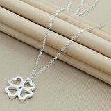 925 Silver Four-Leaf Clover Necklace Pendant