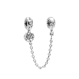925 Silver Hawthorn Flower Safety Chain Charm Beads for Pandora Bracelet
