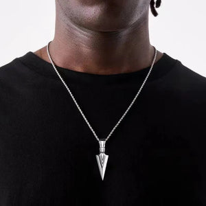 Classic Arrow Pendant Necklace Men Stainless Steel Rope Chain Necklace