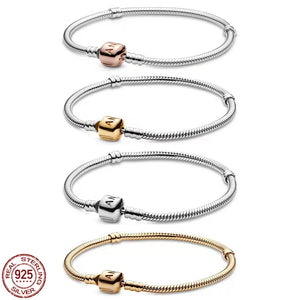 925 Silver Barrel Buckle Bracelet for Pamura Pendant Beads
