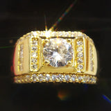 Men's Classic Crystal Wedding Ring CZ Pave 18KRGP