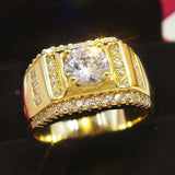 Men's Classic Crystal Wedding Ring CZ Pave 18KRGP