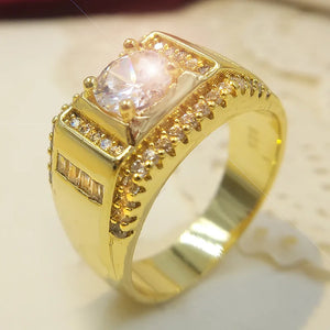 Men's Classic Crystal Wedding Ring CZ Pave 18KRGP