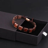 Brown Leather Brass Square Handcraft Macrame Bracelet Men Jewelry