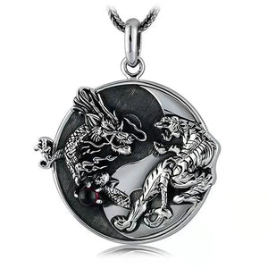 Chinese Style Yin Yang Dragon Tiger Pendant Necklace for Men