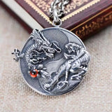 Chinese Style Yin Yang Dragon Tiger Pendant Necklace for Men