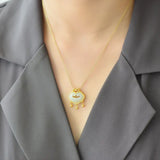 Chinese Style Silver Inlaid Hetian Jade Ruyi Pendant Necklace
