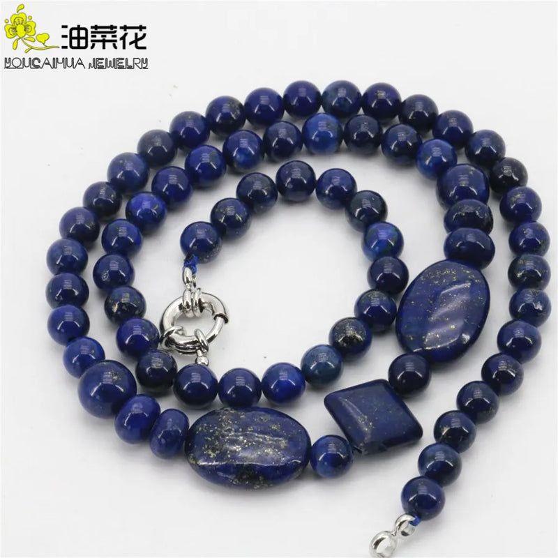 Egyptian Lapis Lazuli Stone Chain Beads Necklace Women Gift