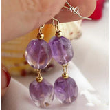Natural Amethyst 14K Dangle Earrings Fine Jewelry