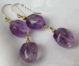 Natural Amethyst 14K Dangle Earrings Fine Jewelry