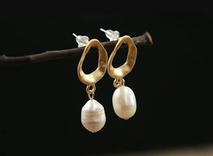 Freshwater Pearl Earrings s925 Silver Unique Jewelry