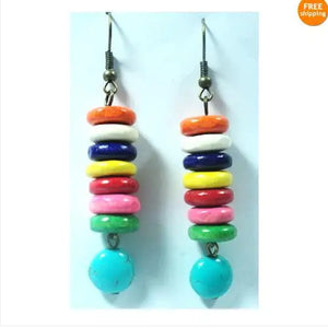 Colorful Wood Turquoise Dangle Fine Earrings for Women Girl Party Gift