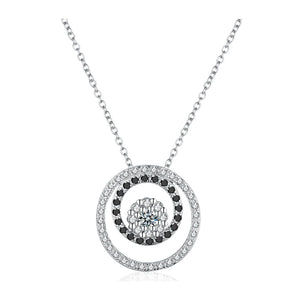 Fine Silver Black&White Stone Necklace for Women