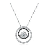 Fine Silver Black&White Stone Necklace for Women