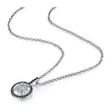 Fine Silver Black&White Stone Necklace Women P017
