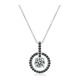 Fine Silver Black&White Stone Necklace Women P017