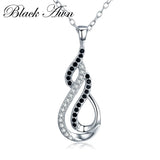 Fine Silver Black&White Stone Necklace Women P186