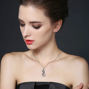 Fine Silver Black&White Stone Necklace Women P186