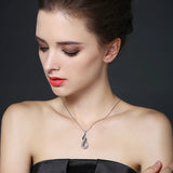 Fine Silver Black&White Stone Necklace Women P186