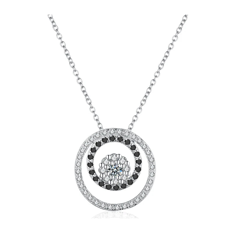 Fine Silver Black&White Stone Necklace for Women