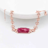 Rose Gold Plated Ruby Bracelet for Women - Elegant Engagement Jewelry