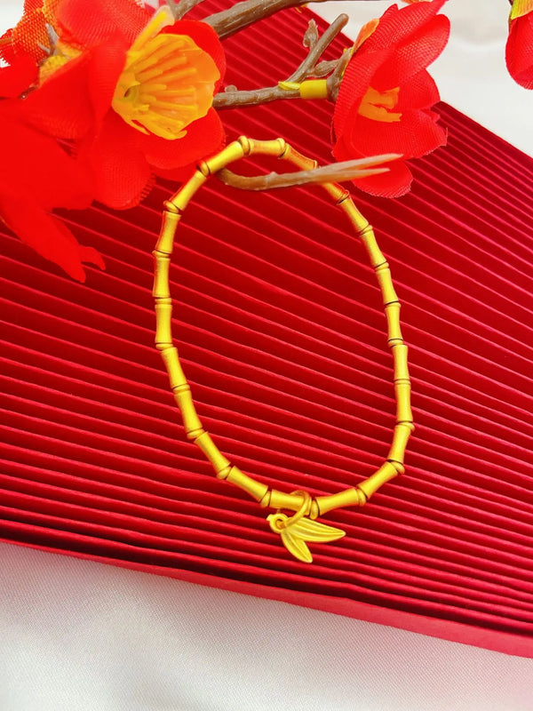 Classic 24k Gold Bamboo Bracelet for Women