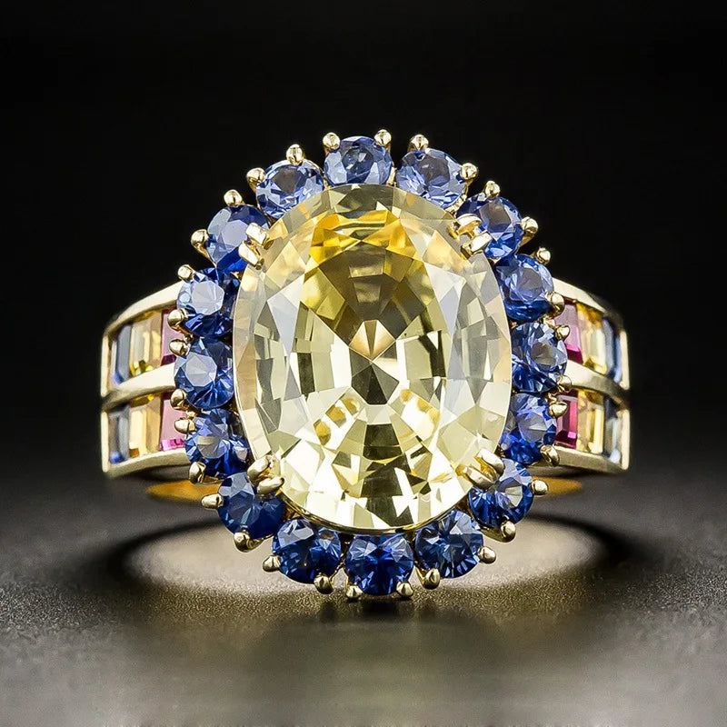 Classic Oval Citrine Ring for Women's Wedding Party
