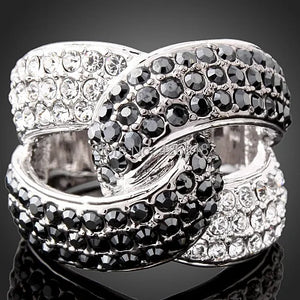Cross Lock Crystal Wedding Ring for Women