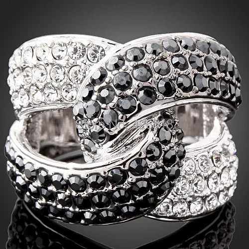 Cross Lock Crystal Wedding Ring for Women
