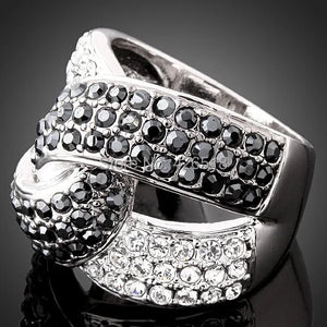 Cross Lock Crystal Wedding Ring for Women