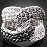 Cross Lock Crystal Wedding Ring for Women