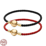 925 Sterling Silver Classic Leather Bracelet for Couples