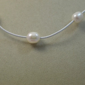 Classic Leather Pearl Necklace Rice Freshwater Pearls Rope