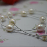 Classic Leather Pearl Necklace Rice Freshwater Pearls Rope