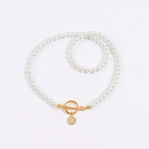 Letter Pendant Necklace Women Pearl Beaded Necklace