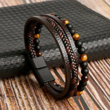 Men Leather Bracelet Hand-woven Multi-layer Alloy Buckle Bracelet