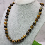 Tiger Eye Stone Round Beads Necklace 18inch Y743