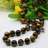 Tiger Eye Stone Round Beads Necklace 18inch Y743