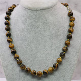 Tiger Eye Stone Round Beads Necklace 18inch Y743
