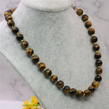Tiger Eye Stone Round Beads Necklace 18inch Y743